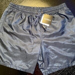La Perla NWT Mens Navy Blue Elegant Swim Trunks It Large(30 inch-33 inch waist)